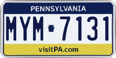 PA license plate MYM7131