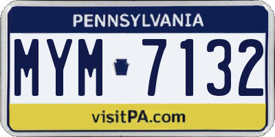 PA license plate MYM7132