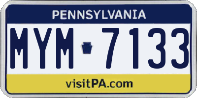 PA license plate MYM7133