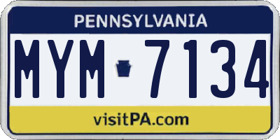 PA license plate MYM7134