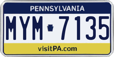 PA license plate MYM7135