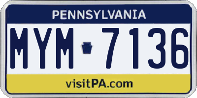 PA license plate MYM7136