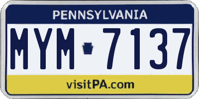 PA license plate MYM7137
