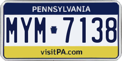PA license plate MYM7138