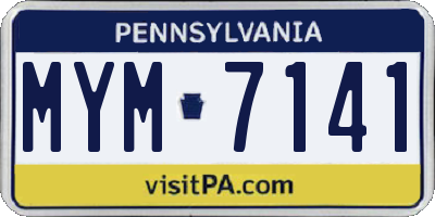 PA license plate MYM7141