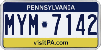 PA license plate MYM7142