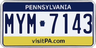 PA license plate MYM7143