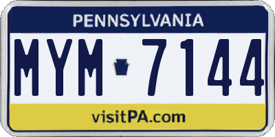 PA license plate MYM7144