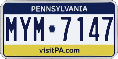 PA license plate MYM7147