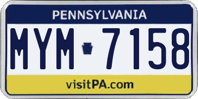 PA license plate MYM7158
