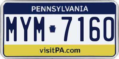 PA license plate MYM7160