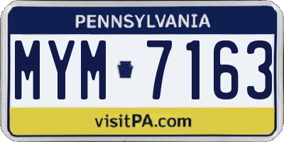 PA license plate MYM7163