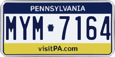 PA license plate MYM7164