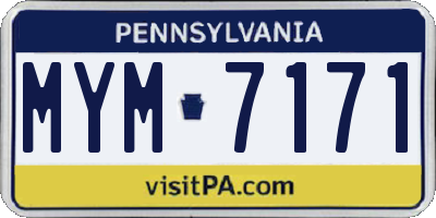 PA license plate MYM7171