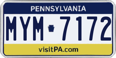 PA license plate MYM7172