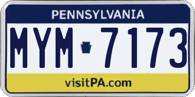 PA license plate MYM7173