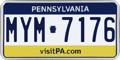 PA license plate MYM7176