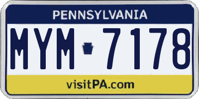 PA license plate MYM7178