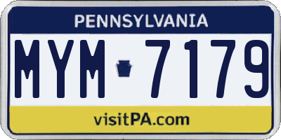 PA license plate MYM7179