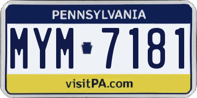 PA license plate MYM7181