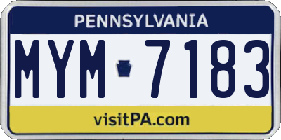 PA license plate MYM7183