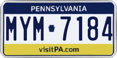 PA license plate MYM7184