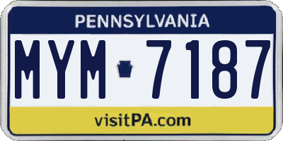 PA license plate MYM7187