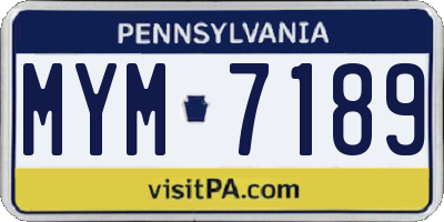 PA license plate MYM7189