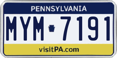 PA license plate MYM7191