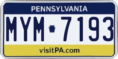 PA license plate MYM7193