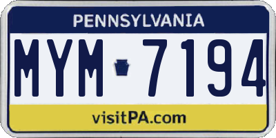 PA license plate MYM7194