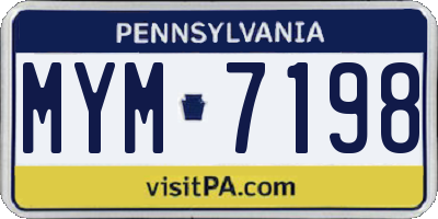 PA license plate MYM7198