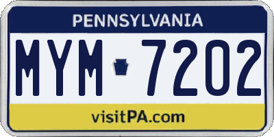 PA license plate MYM7202