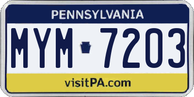PA license plate MYM7203