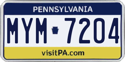 PA license plate MYM7204