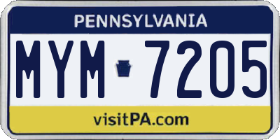 PA license plate MYM7205