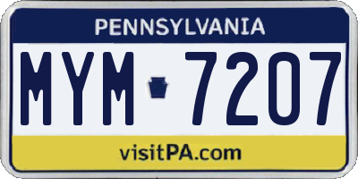 PA license plate MYM7207