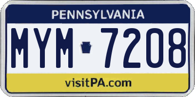 PA license plate MYM7208