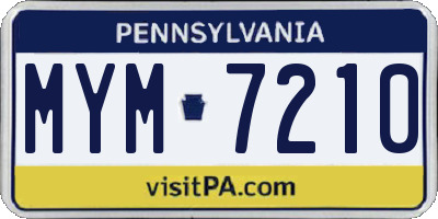 PA license plate MYM7210