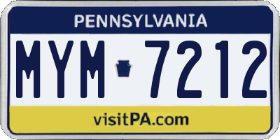 PA license plate MYM7212