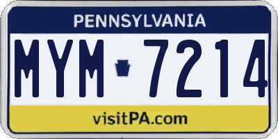 PA license plate MYM7214