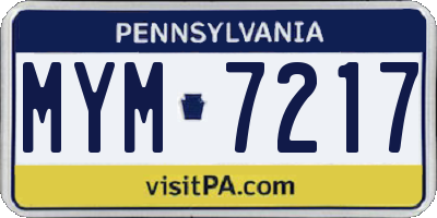 PA license plate MYM7217