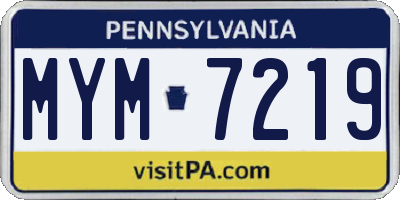 PA license plate MYM7219