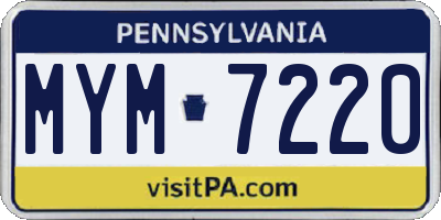 PA license plate MYM7220