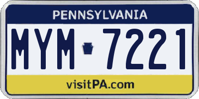 PA license plate MYM7221