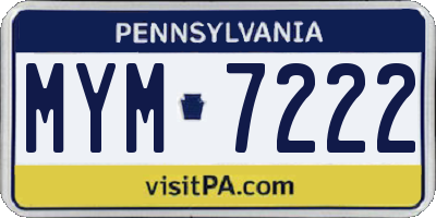 PA license plate MYM7222