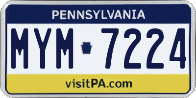 PA license plate MYM7224