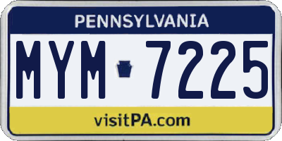 PA license plate MYM7225