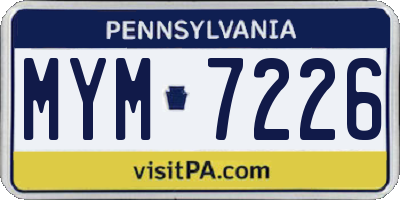 PA license plate MYM7226
