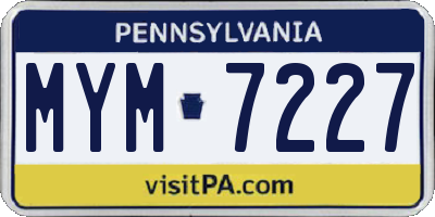 PA license plate MYM7227